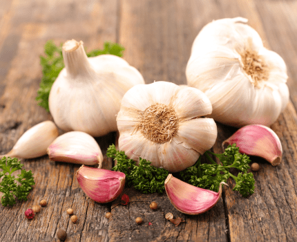 garlic bulbs and cloves
