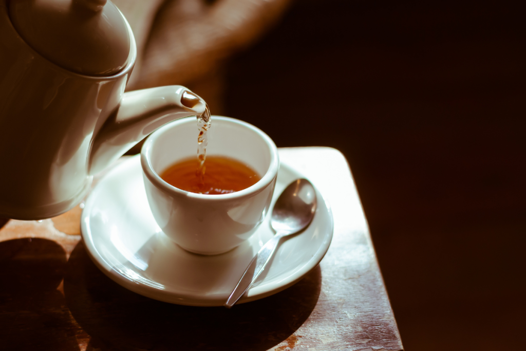 white tea kettle and white tea mug