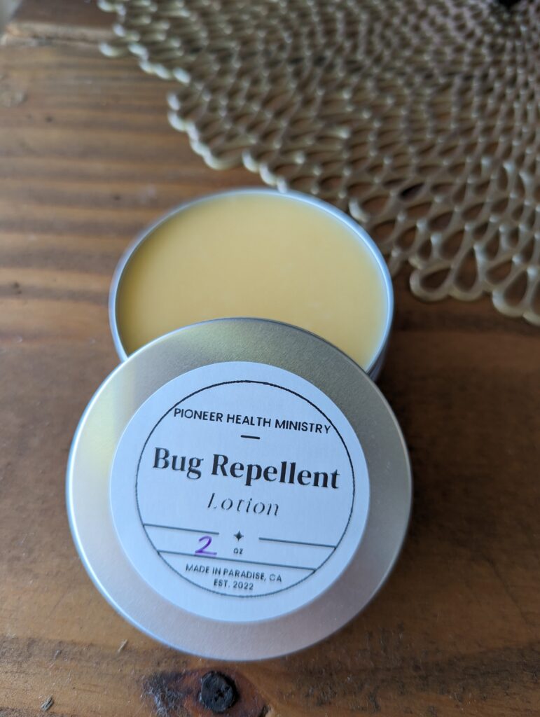Natural bug repellent in tin container