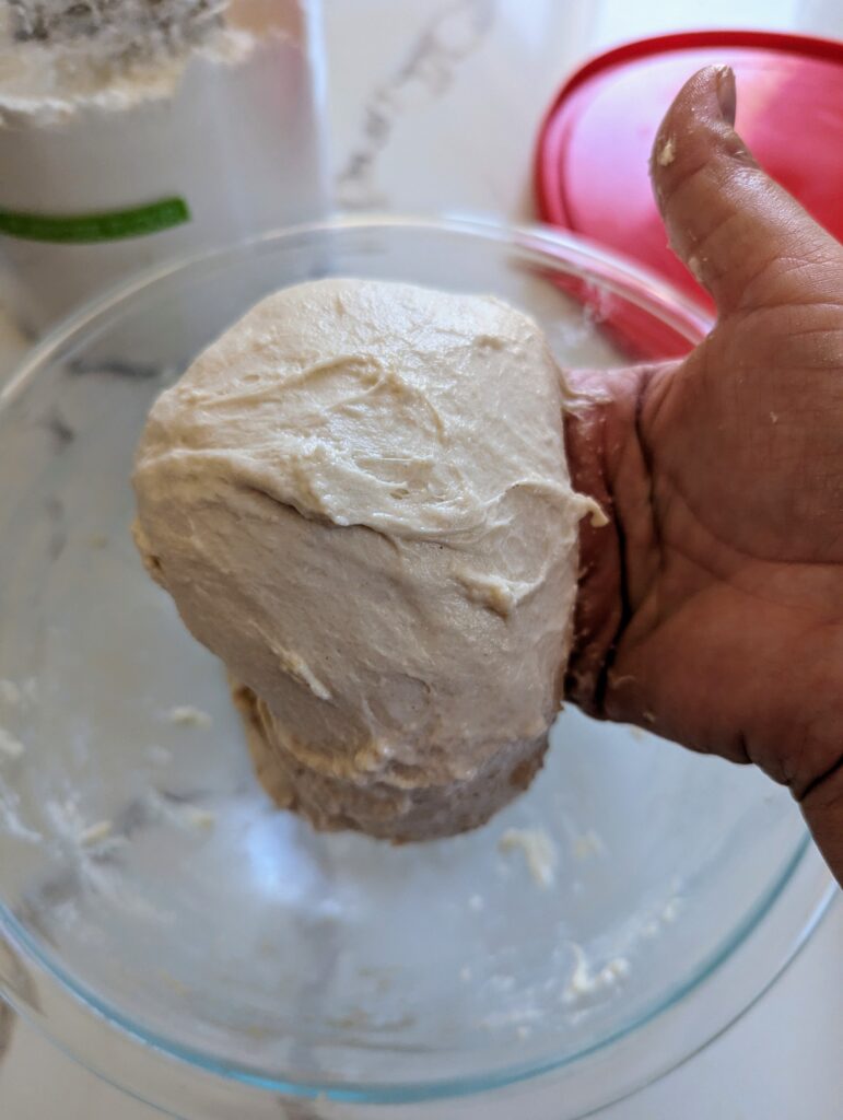 sourdough focaccia garden bread dough stretch and fold