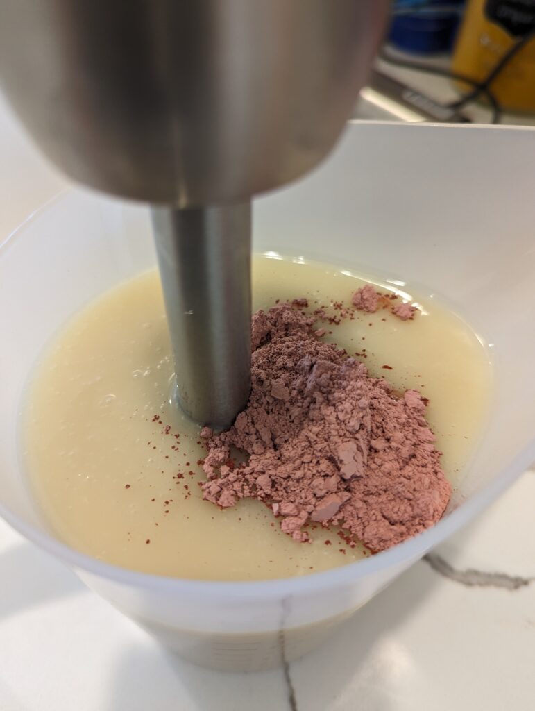 Rose kaolin clay added to oil solution