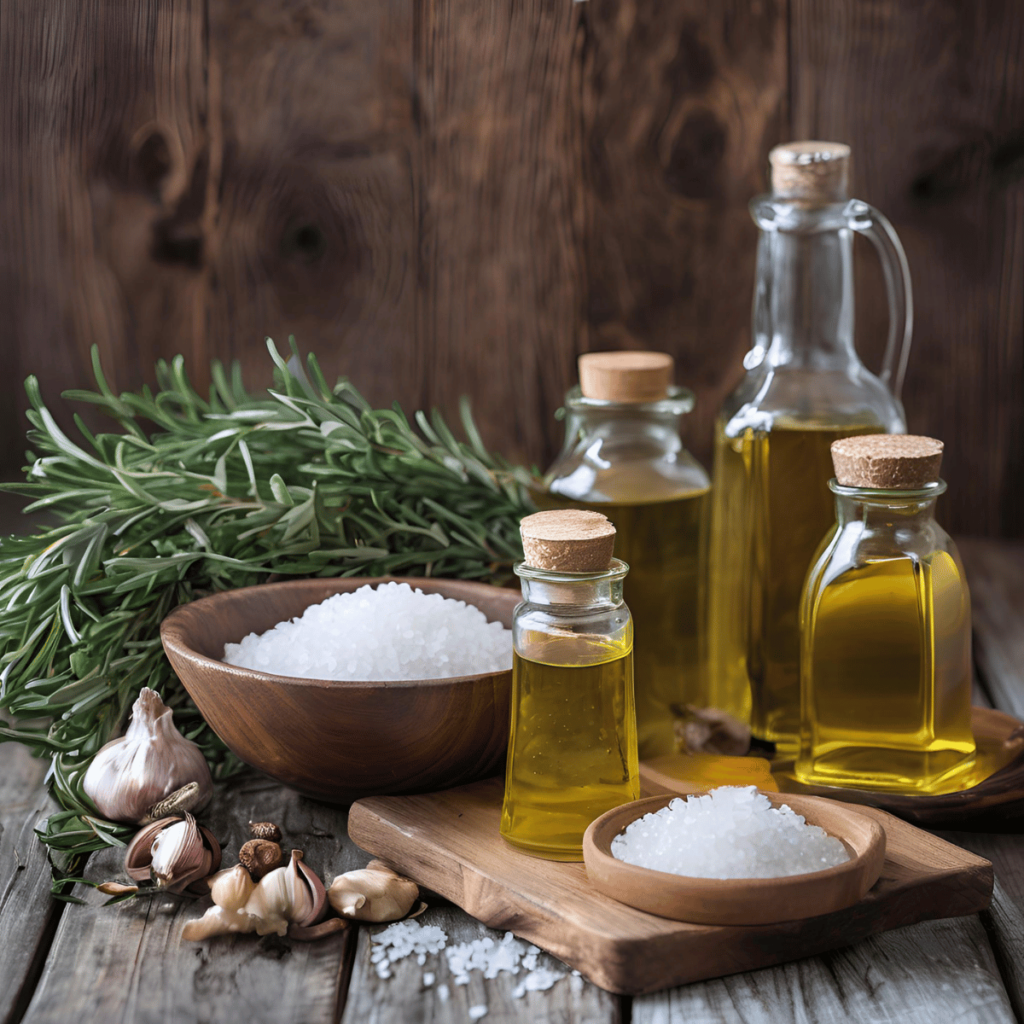 The Best Home Remedies for Ear Infection While Pregnant oil, rosemary herb, garlic, sea salt