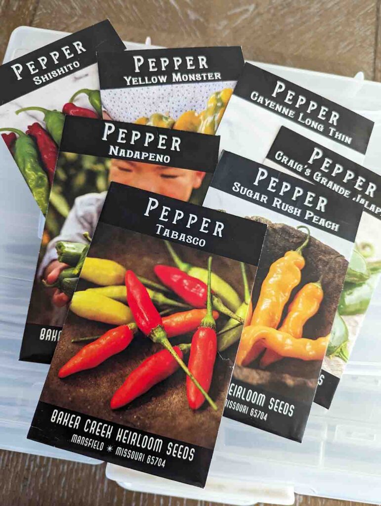 pepper seed packets with tobasco sugar rush peach and more