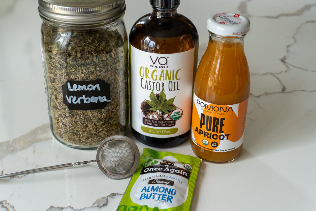 midwives brew recipe ingredients lemon verbena herb castor oil apricot juice almond butter