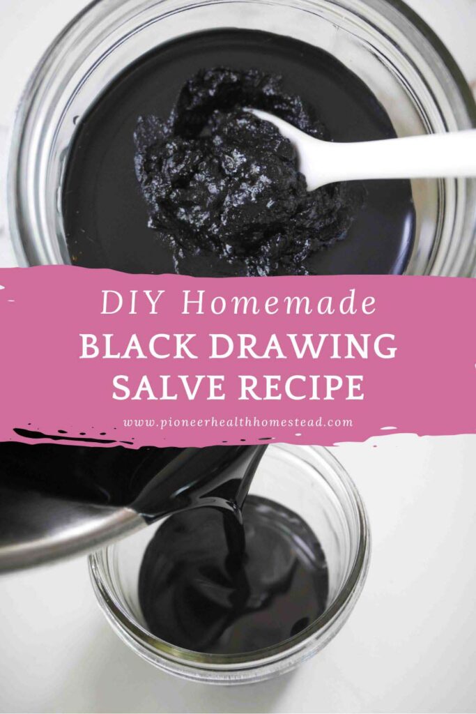 black drawing salve in mason jar
