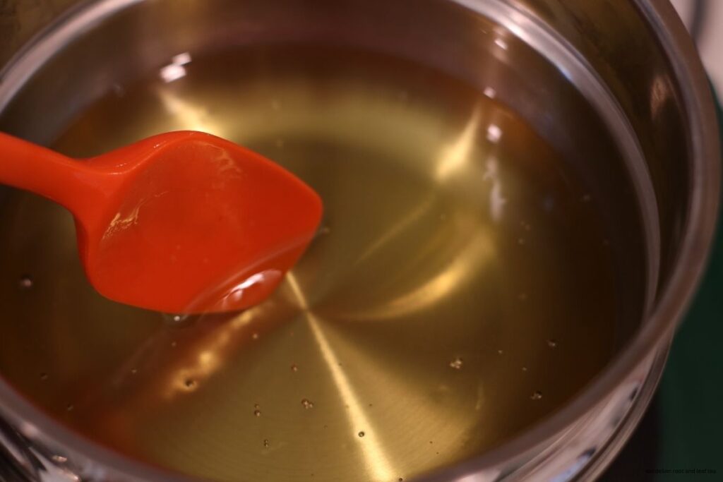 chamomile body butter chea butter in double boiler melted with coconut oil