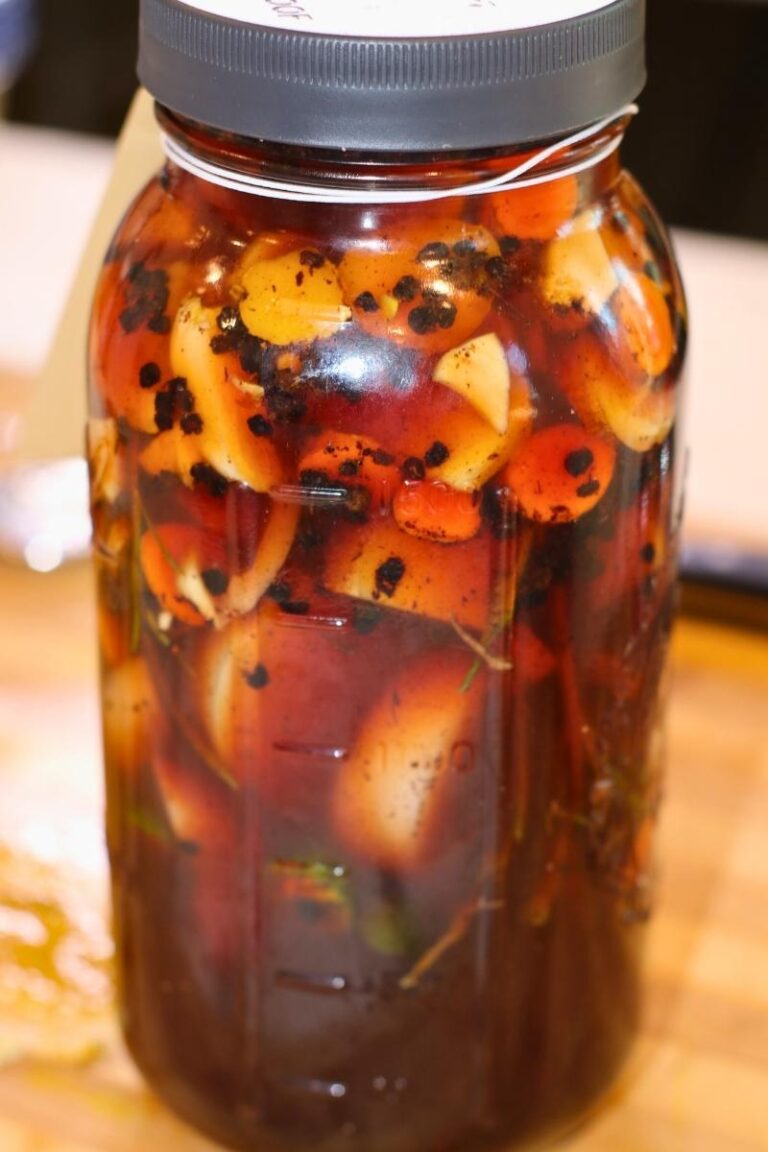 elderberry fire cider in a half gallon mason jar