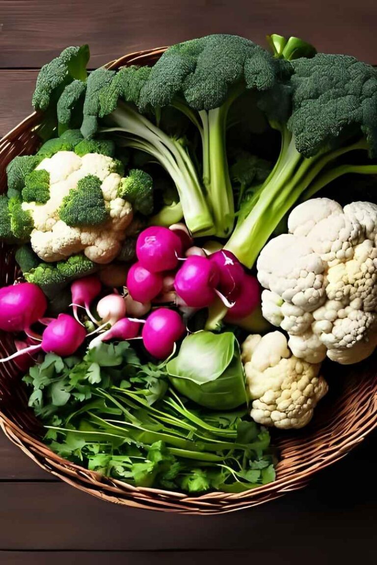 late summer planting broccoli cauliflower radishes cilantro in brown basket