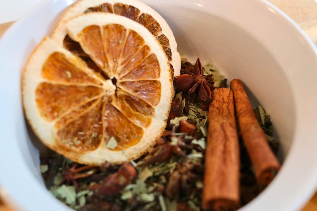 natural potpourri in white bowl