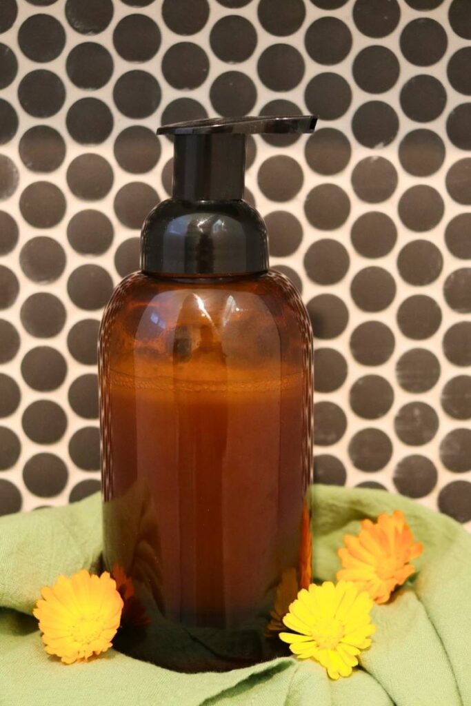 honey foaming face wash black polka dot background