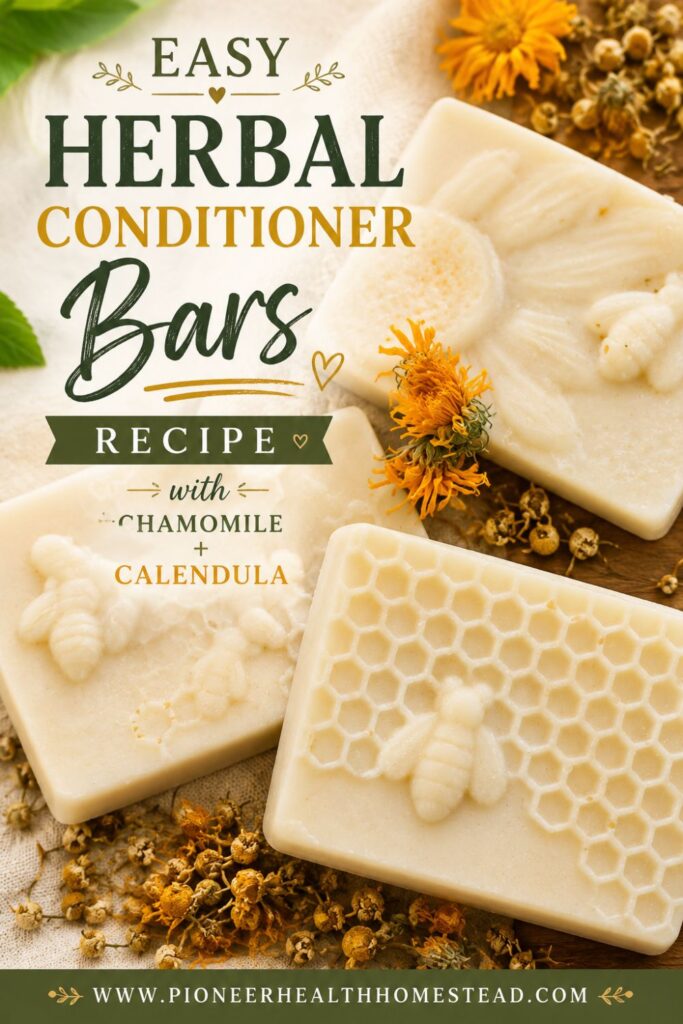 Easy Herbal Conditioner Bar Recipe with Chamomile & Calendula pin